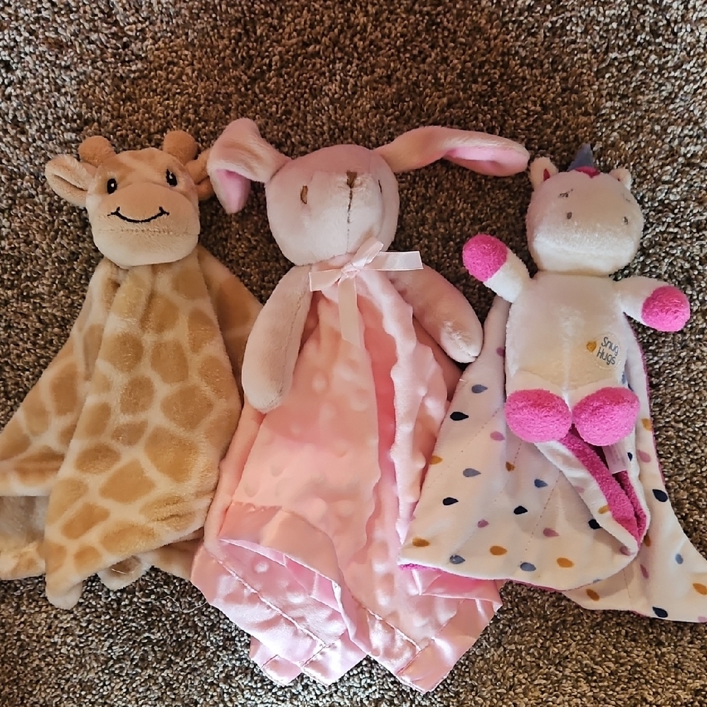 Set of Three Plush Animal Loveys